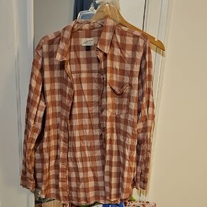 Pink Plaid Button-Up Shirt